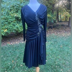 1980s Authentic Vintage Black Ruched Dress
